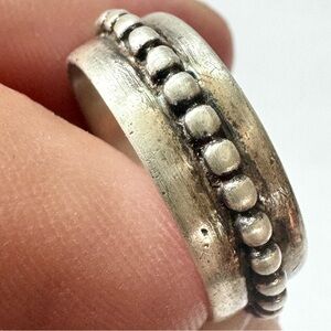 Vintage Sterling Silver Beaded Ball Ring Ethnic Boho Eternity Band